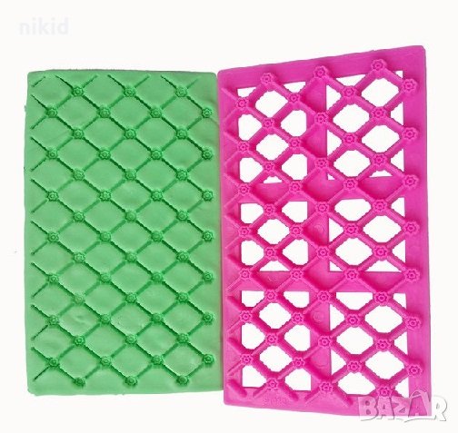 Ромбове с кръгче мрежа ограда решетка за украса и декор на торти фондан борд отпечатък печат, снимка 2 - Форми - 24340461