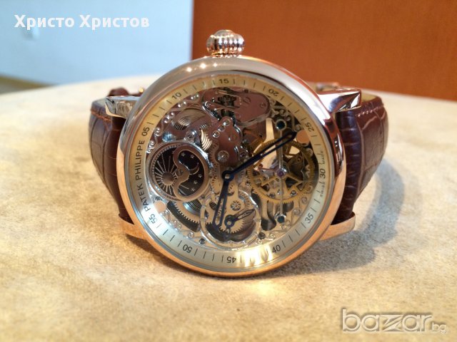 Мъжки луксозен часовник PATEK PHILIPPE клас ААА+ реплика, снимка 4 - Мъжки - 8543456