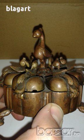 Стар Бронзов съд-"Райски птици", снимка 5 - Антикварни и старинни предмети - 17478800