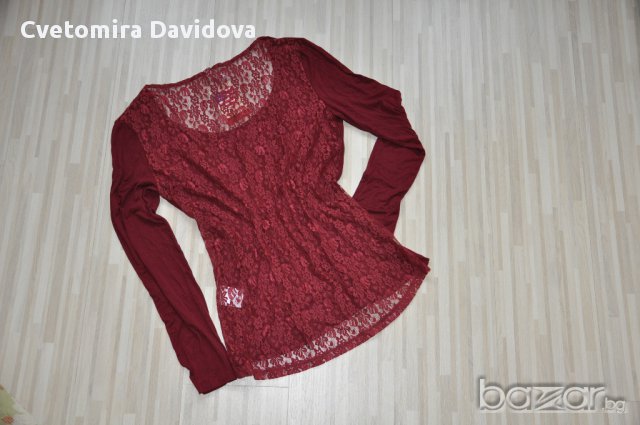 Червена блуза с дълъг ръкав, снимка 2 - Блузи с дълъг ръкав и пуловери - 17221602