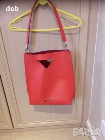 Нова кожена червена чанта Kenzo tote bag оригинал, снимка 10 - Чанти - 22846117