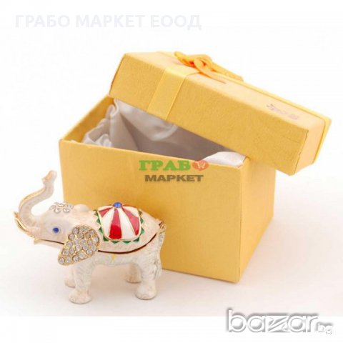 Декоративна метална кутийка за бижута във формата на слон - фаберже, снимка 3 - Декорация за дома - 15792843