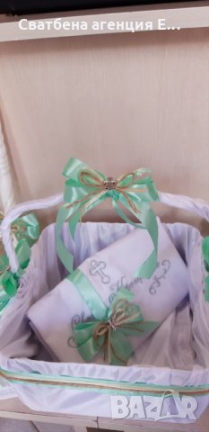 Комплект за Кръщене в цвят мента+канап, снимка 3 - Други - 25624352