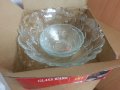 Голяма стъклена купа с две купички , снимка 7