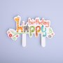 25 бр жираф Happy Birthday надпис табелка картон топер за кекс мъфини рожден ден украса и декорация