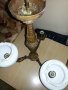 Продавам месингов /3 лампи/ орнаментен полюлей, старото производство на Камъшит Силистра, снимка 4