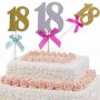 18 години цифра сребрист златист мек брокатен с пандела клечка топер рожден ден happy birthday торта