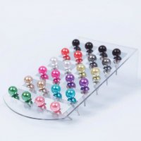 12 чифта обеци цветни перли, снимка 3 - Обеци - 21238792