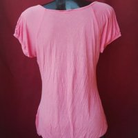 Розова тениска трико с ластици и дантела Л, снимка 2 - Тениски - 22191113