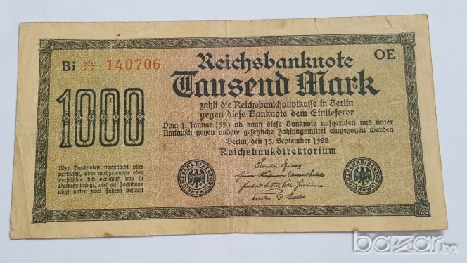 GERMANY  1000 REICHSMARK 1922, снимка 1