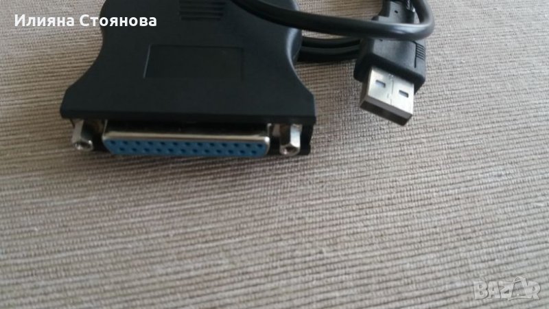 LTP to USB Adapter cable; USB A plug, D-Sub 25pin LPT socket, снимка 1