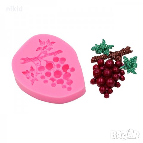 Грозде с листа на клон силиконов молд форма декор украса сладки фондан мъфини и шоколад