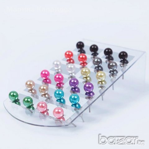 12 чифта обеци цветни перли /С-19/, снимка 3 - Обеци - 21238792