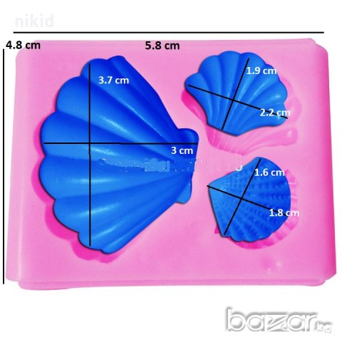 3 размера миди мидички мида ветрило силиконов молд форма декорация торта шоколад фондан украса мъфин