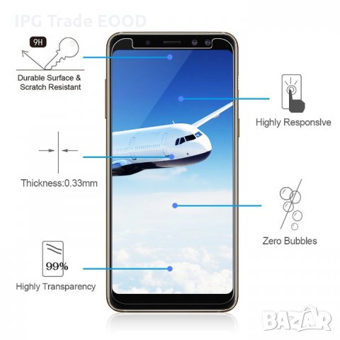 Samsung Galaxy A8 2018 - стъклен протектор, прозрачен, снимка 2 - Фолия, протектори - 22830485