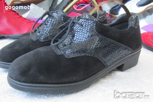 КАТО НОВИ дамски обувки 37 - 38 original ROHDE®, 100% естествен набук + естествена змийска кожа, снимка 4 - Дамски ежедневни обувки - 19913888