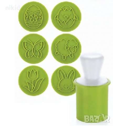Голям Великденски  печат с 6 печати сменящи форми за бисквитки фондан украса