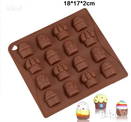 16 вида мини кексчета мъфини бонбони силиконов молд форма декорация фондан гипс украса декор 