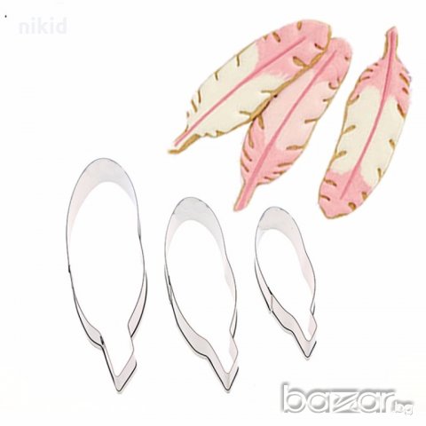 3 бр пера перо метални резци резец тесто бисквитки сладки фондан украса