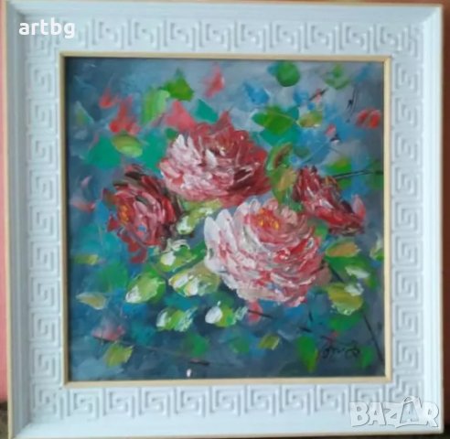 Автентична картина "Диви рози", снимка 2 - Картини - 24805998