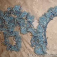 Ново синъо ръчно плетено бутиково шалче, снимка 4 - Шапки - 19449449