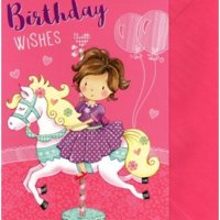 Картичка с принцеса за Рожден ден с плик (разлини цветове), снимка 4 - Други - 22686494