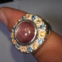 Сребърен пръстен със сапфири, снимка 2 - Пръстени - 18977006