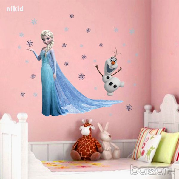  Frozen ледено замръзнало кралство елза олаф самозалепващ стикер лепенка за стена детска стая мебел, снимка 1