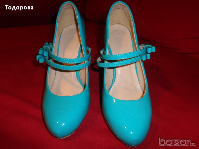 Обувки Tendenz тюркоазено зелено с каишки отпред, снимка 1