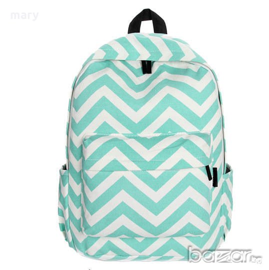 раница с фигурален десен в зелено и бяло, снимка 1