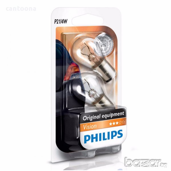 Комплект 2 халогенни крушки Philips P21, 12V, 4W, снимка 1