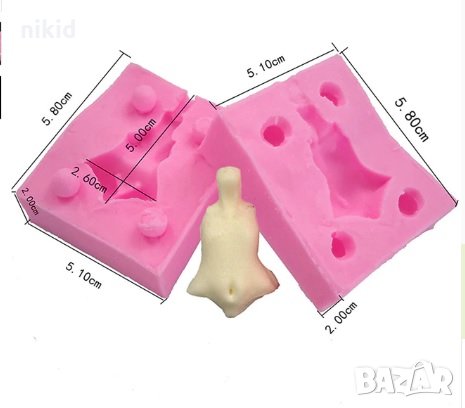 3D Женско тяло торс 2 части силиконов молд форма декорация торта фондан украса, снимка 1