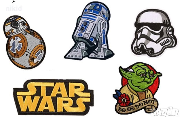 BB-8 робот R2D2 дроид Йода Yoda Star Wars Междузвездни Войни емблема апликация за дреха самозалепващ, снимка 1