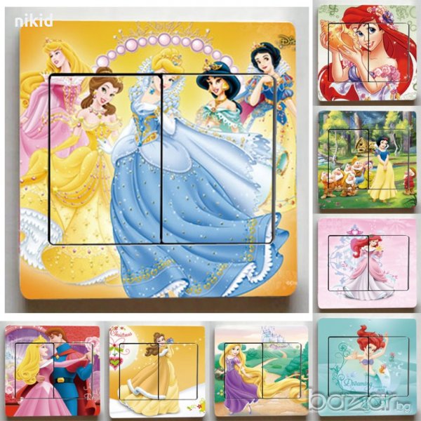 принцеси Белл Снежанка Спящата Красавица Жасмин стикер за контакт ключ на лампа копчето, снимка 1