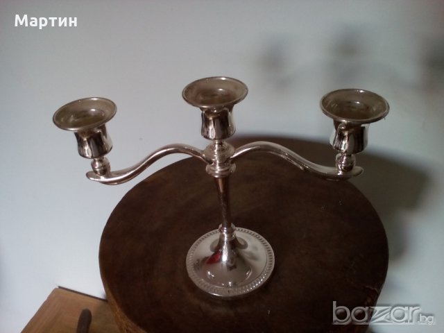 Масивен  посребрен  - Свещник - 1 бр. ( 778005) , снимка 2 - Други стоки за дома - 18316314