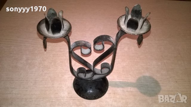 свещник от метал-ковано желязо-18х17х8см, снимка 3 - Колекции - 22763315