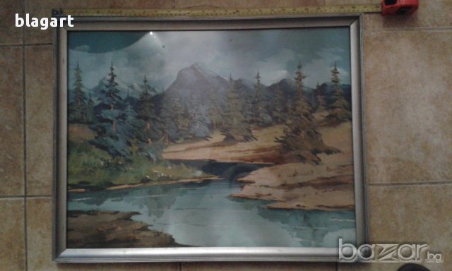 стара картина"Рилски пейзаж", снимка 1 - Картини - 17672100