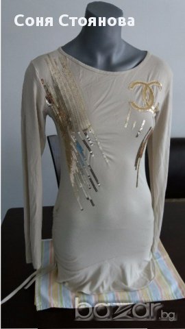 Дамска туника бежова памук С, М +, снимка 1