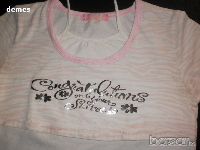 Туника с коланче в бяло и розово за 10-годишно момиче, снимка 4 - Детски Блузи и туники - 11129324