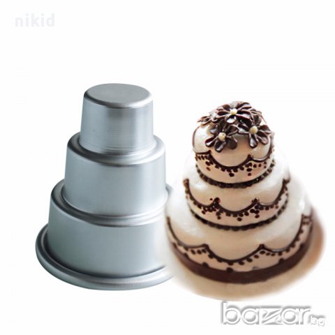 алуминиева триетажна торта метална форма торта мъфин кекс украса декорация фондан шоколад калъп, снимка 2 - Форми - 17702523