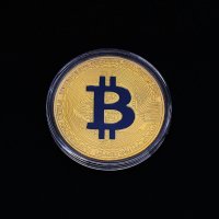 Биткойн / Bitcoin - Златиста с синя буква, снимка 1 - Нумизматика и бонистика - 26071093