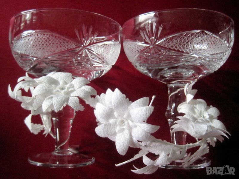 Обредни чаши за сватба, кристални ритуални бокали за младоженци, снимка 1