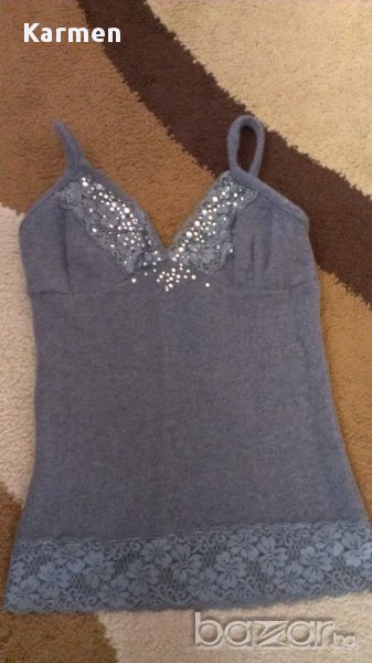 Сив топ с дантела, снимка 1