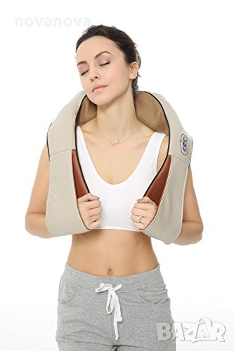 Промо! 12V/220V 3D Шиацу масажор за врат гръб плешки и рамене с функция затопляне, снимка 1