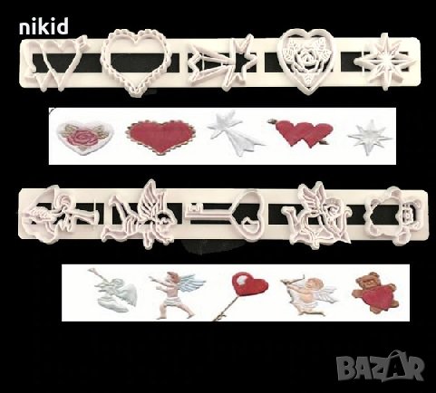#Р7 2 релси Купидон Валентин ангел сърце ключ пластмасови резци резец форми бисквитки украса фондан, снимка 1