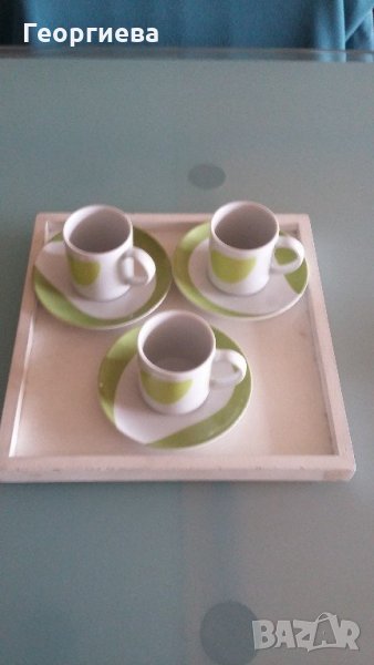 Чашки за еспресо + поднос, снимка 1
