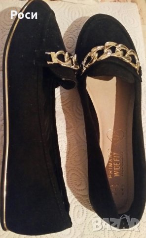 Обувки черен велур - внос от Англия, снимка 2 - Дамски ежедневни обувки - 23518019