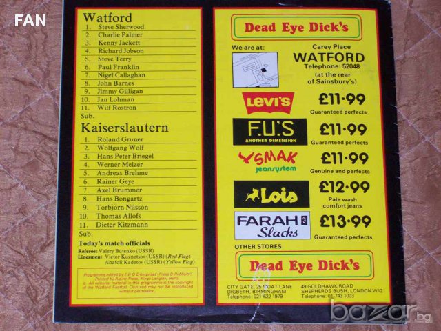 Уотфорд - Кайзерслаутерн оригинална футболна програма Купа на УЕФА 1983 г., снимка 7 - Други ценни предмети - 12176030
