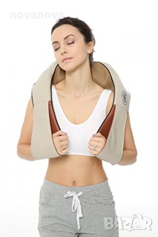 Промо! 12V/220V 3D Шиацу масажор за врат гръб плешки и рамене с функция затопляне, снимка 1 - Масажори - 24306514
