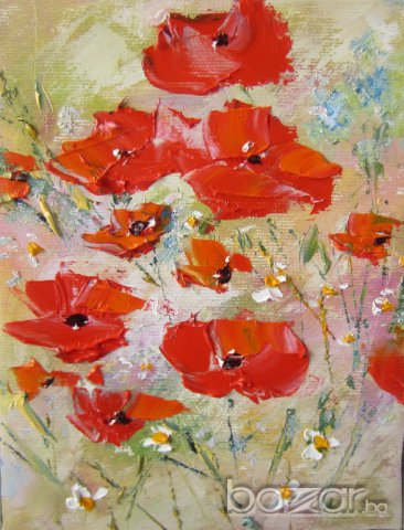 Макове, червени цветя ...Мима / Art by MiMa, kartina, painting картина___90, снимка 1